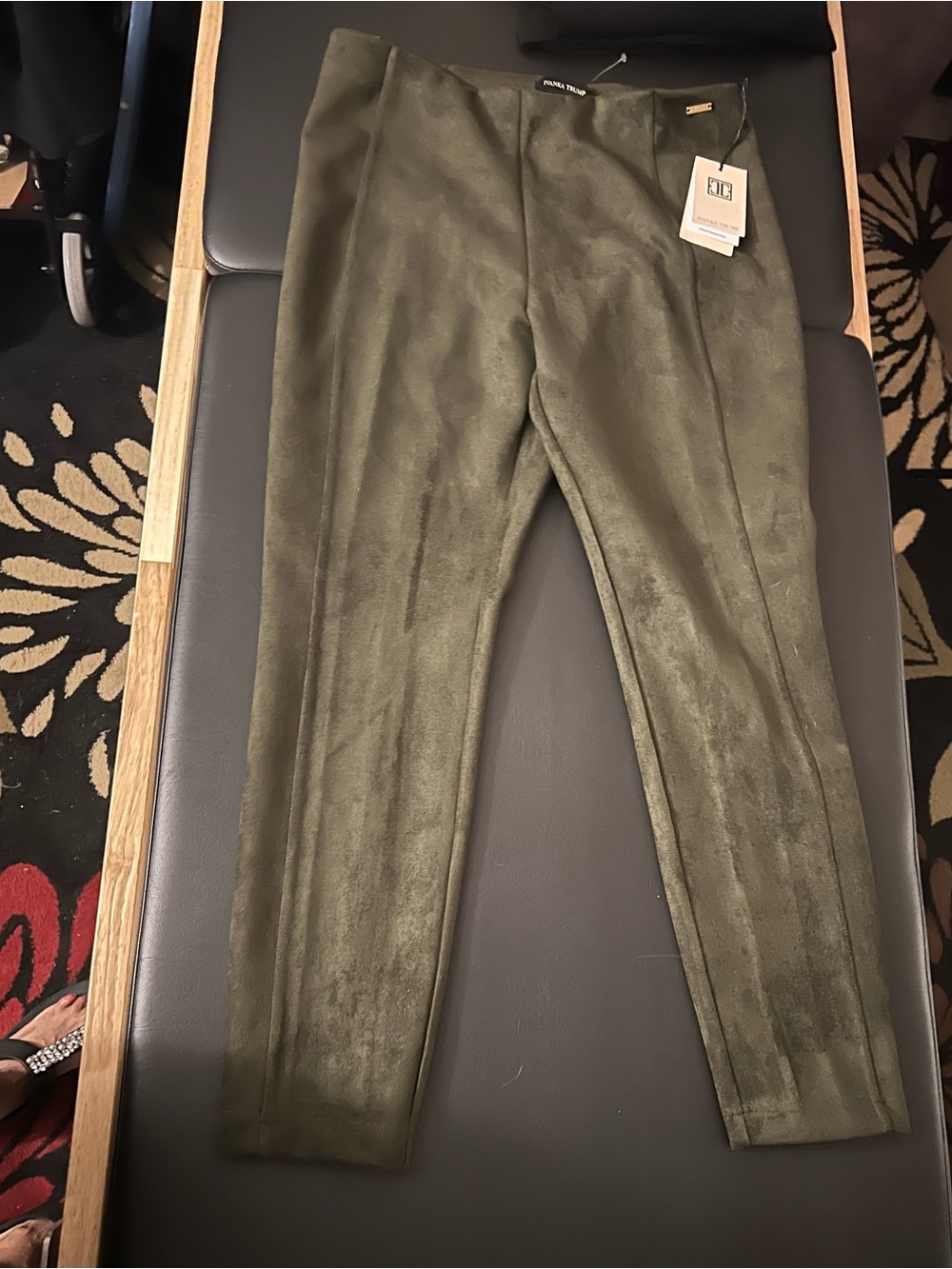 Ivanka Trump Olive Faux Suede Pants
